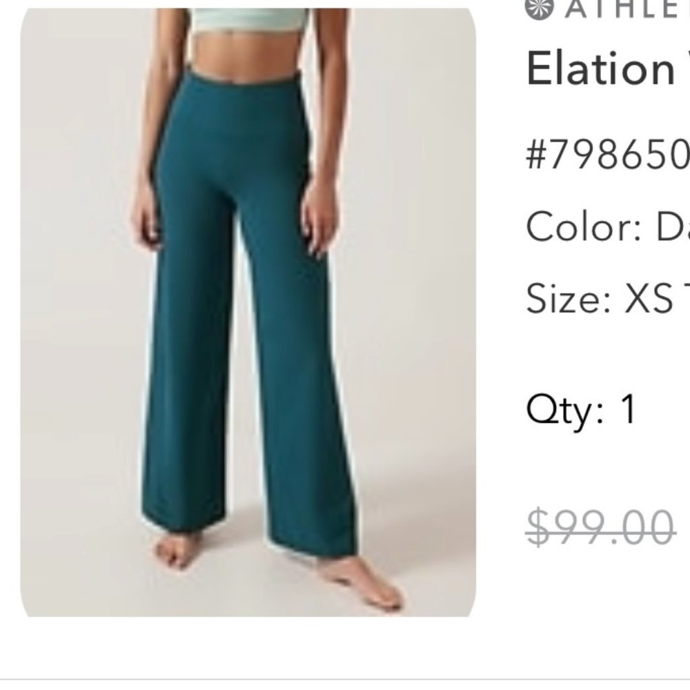 Athleta Elation Wide leg Pant Legging Sardina Blue